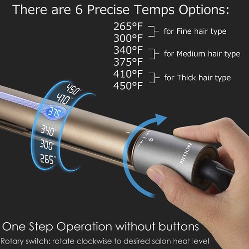 NITION Salon 1" Hair Straightening Flat Iron and 1 1⁄4 inch Argan Oil Curling Iron Set