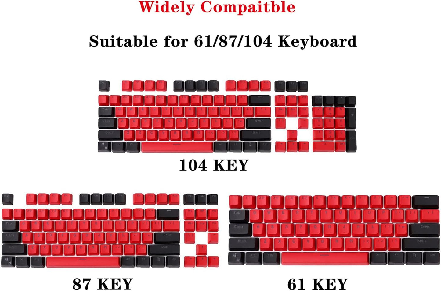 61 PBT Game keycap, 60% Backlight with Key Puller OEM Configuration American Layout, 87/104 Mechanical Keyboard (no Keyboard) (Ahris)
