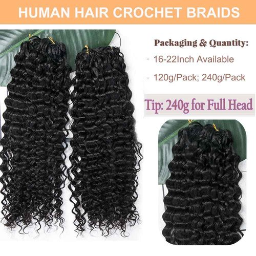 Crochet Human Hair Extensions Water Wave Pre-Separated Curly Crochet Hair Extensions Invisible Micro Loop Crochet Hair Knotless Feather Crochet Human Hair 16inch 120g