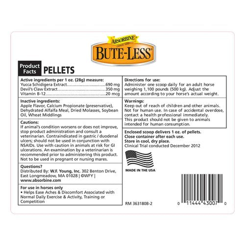 Absorbine Bute-Less Comfort & Recovery Support Supplement, Provides Long-Term Comfort, Gentle on Stomach, Includes Devil’s Claw, Vitamin B-12, Yucca, 10 lb / 160 Day Supply