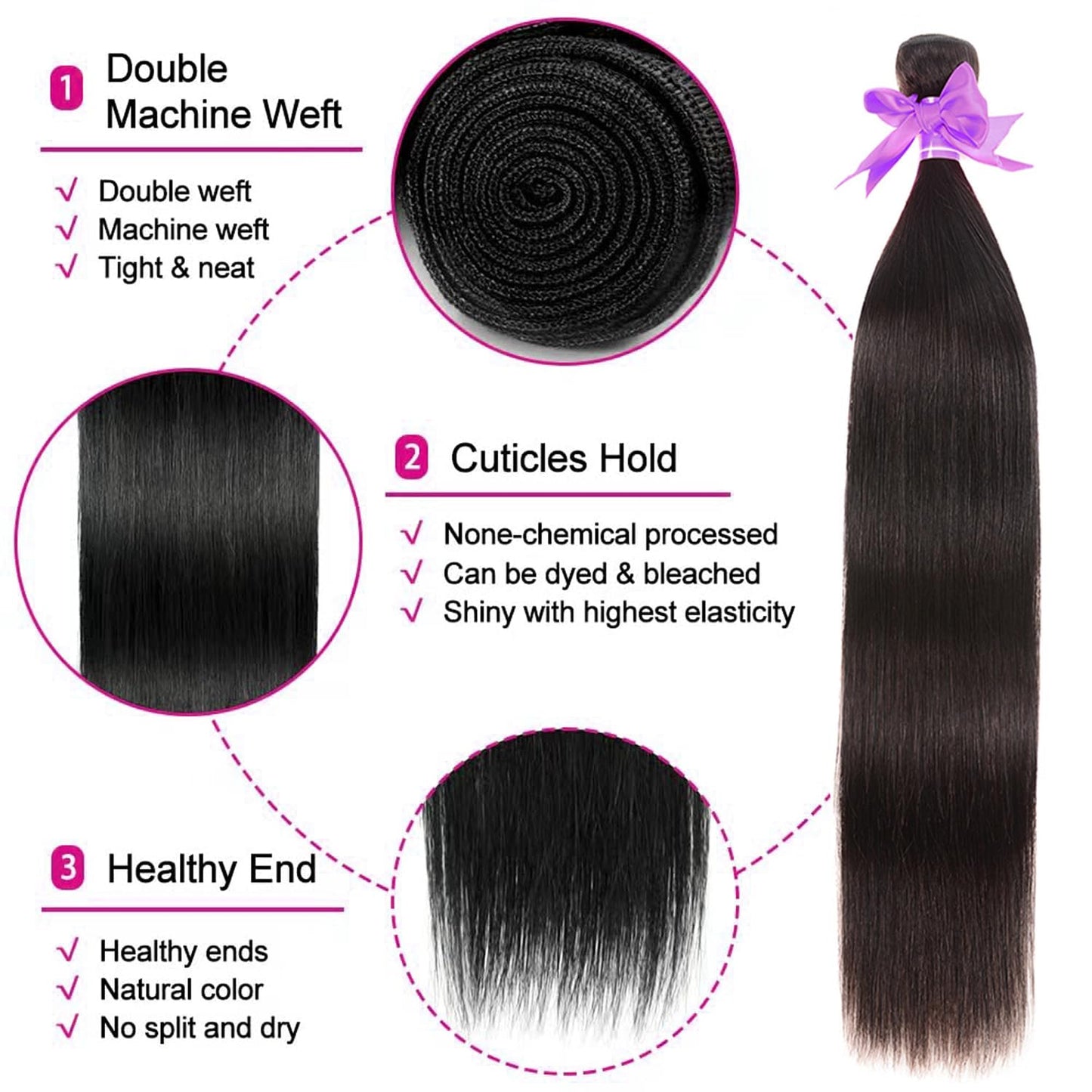 10A Straight Human Hair Bundles Brazilian Human Hair Bundles 20 22 24 26 Inch 100% Unprocessed Virgin Bundles Human Hair 4 Bundles Human Hair Double Weft Remy Hair Bundles Natural Black Deals