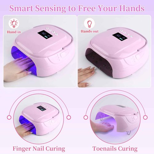 BOMOQING 126W Rechargeable UV LED Nail Lamp, Portable Cordless Nail Dryer with Auto Sensor and 4 Timer Settings, Professional Curing Lamp for Gel Polish and Salon (Purple)