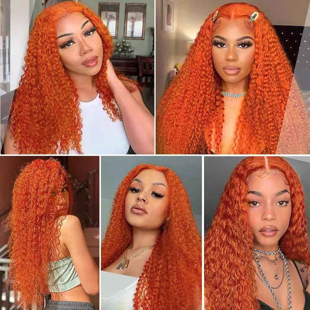 #350 Orange Bundles Human Hair Deep Wave Bundles 18 20 22 Inch 3 Bundle Unprocessed Brazilian Virgin Hair Orange Deep Wave Human Hair Extensions 50 Gram Per Bundle