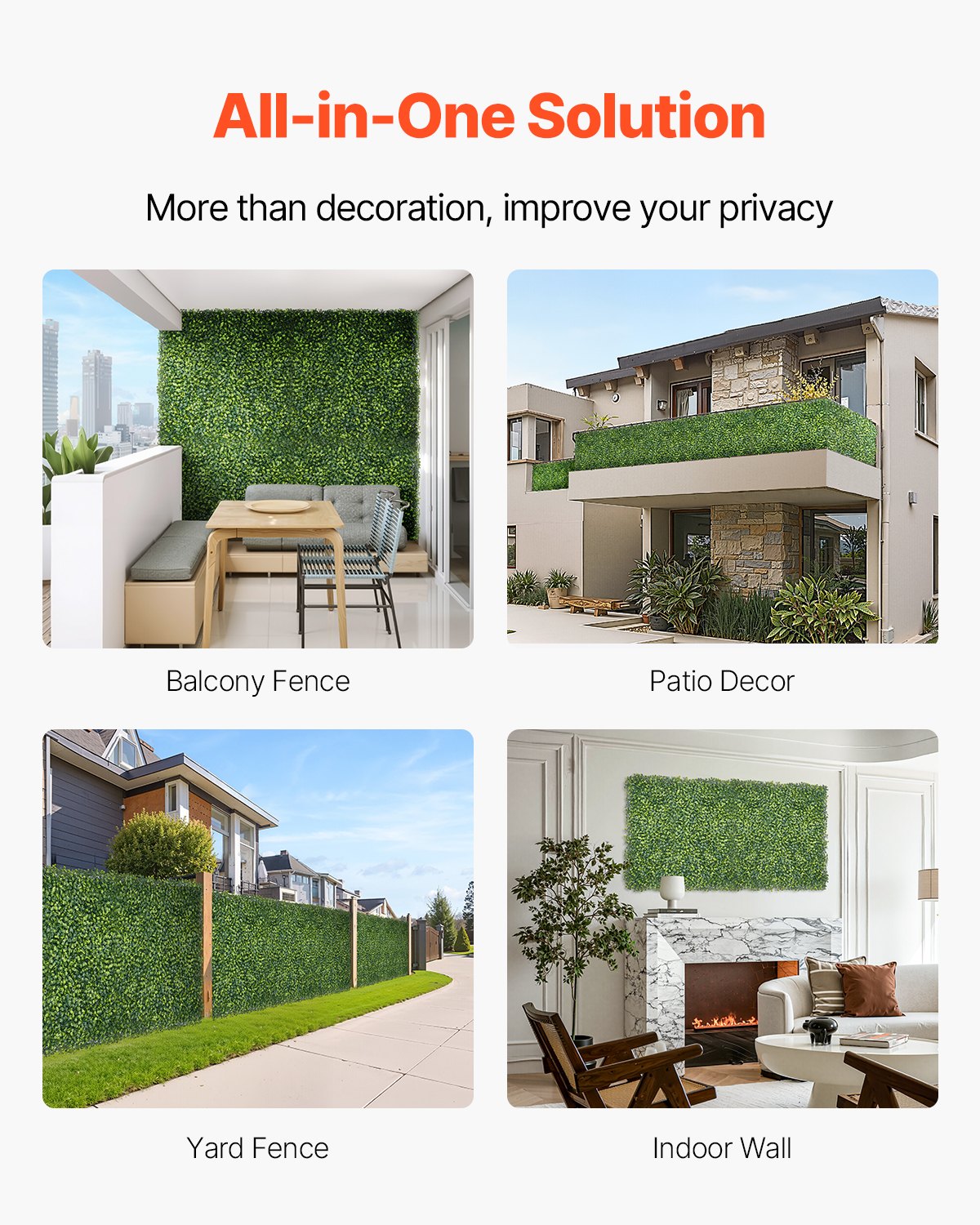 Artificial Grass Wall Panels 40x120 inches - Vibrant Green Privacy Fencing
