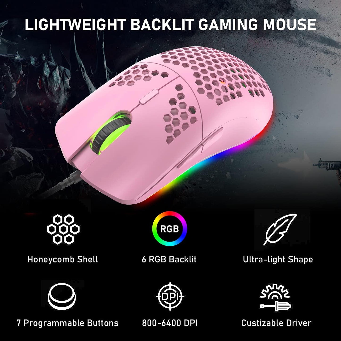 ZIYOU LANG Wired Gaming Keyboard and Mouse,3 in 1 Gaming Set,Green LED Backlit Mechanical Keyboard,12K DPI Superlight Gaming Mouse,Large Mouse Pad for PC Gamer