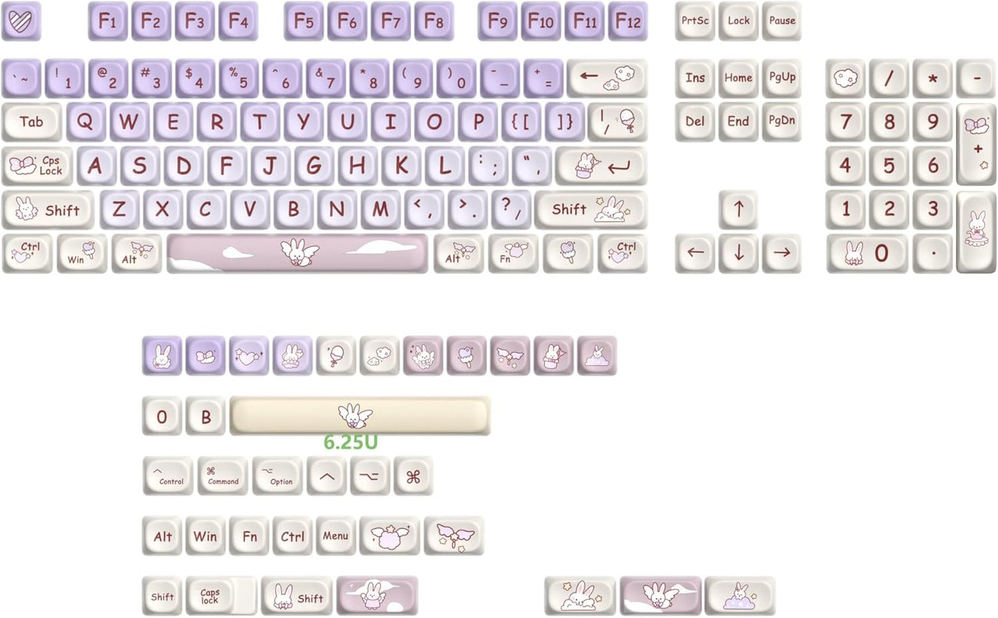 61 PBT Game keycap, 60% Backlight with Key Puller OEM Configuration American Layout, 87/104 Mechanical Keyboard (no Keyboard) (Ahris)