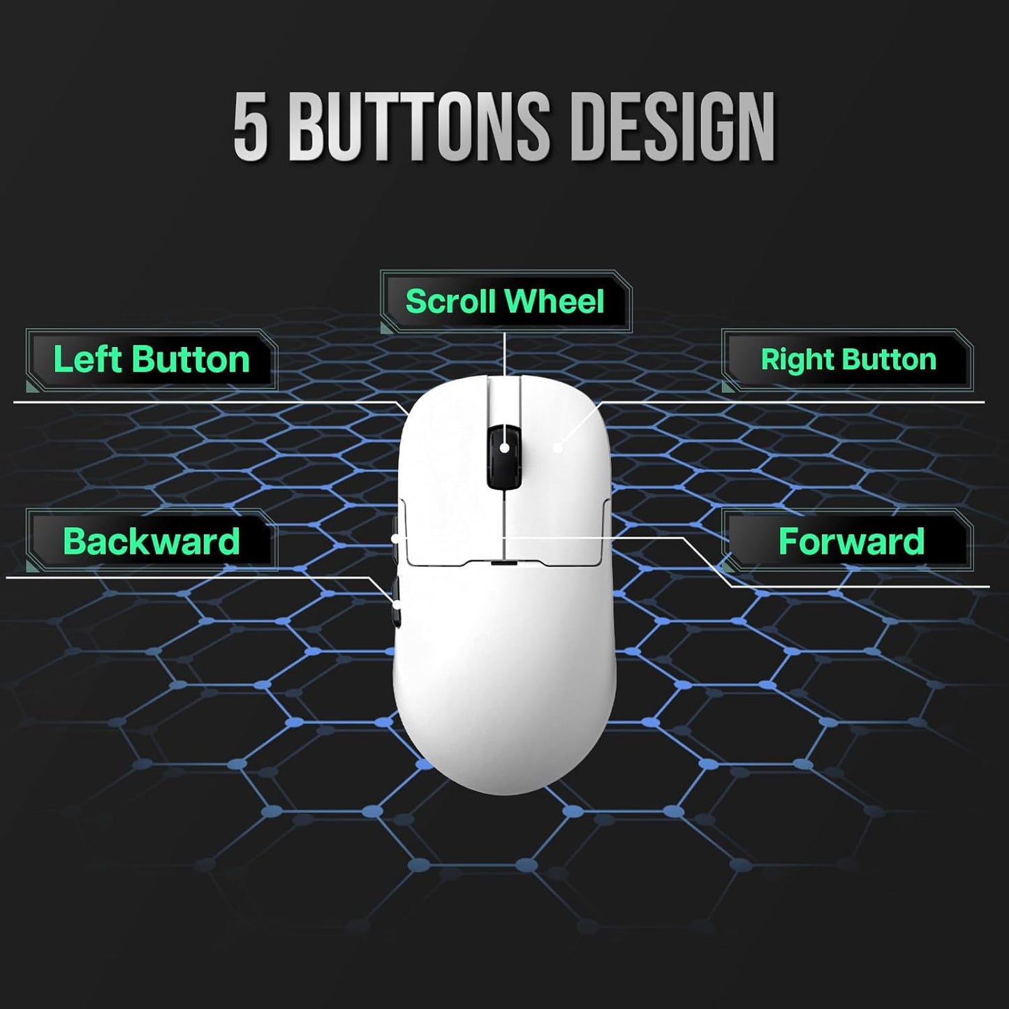 AJ159 APEX Wireless Mouse, Lightweight Gaming Mice, with Magnetic Charging Design and Display Screen, 42000 DPI, PAW3950 Sensor, BT/2.4G/Wired Connection, 400mAh Battery (Black)