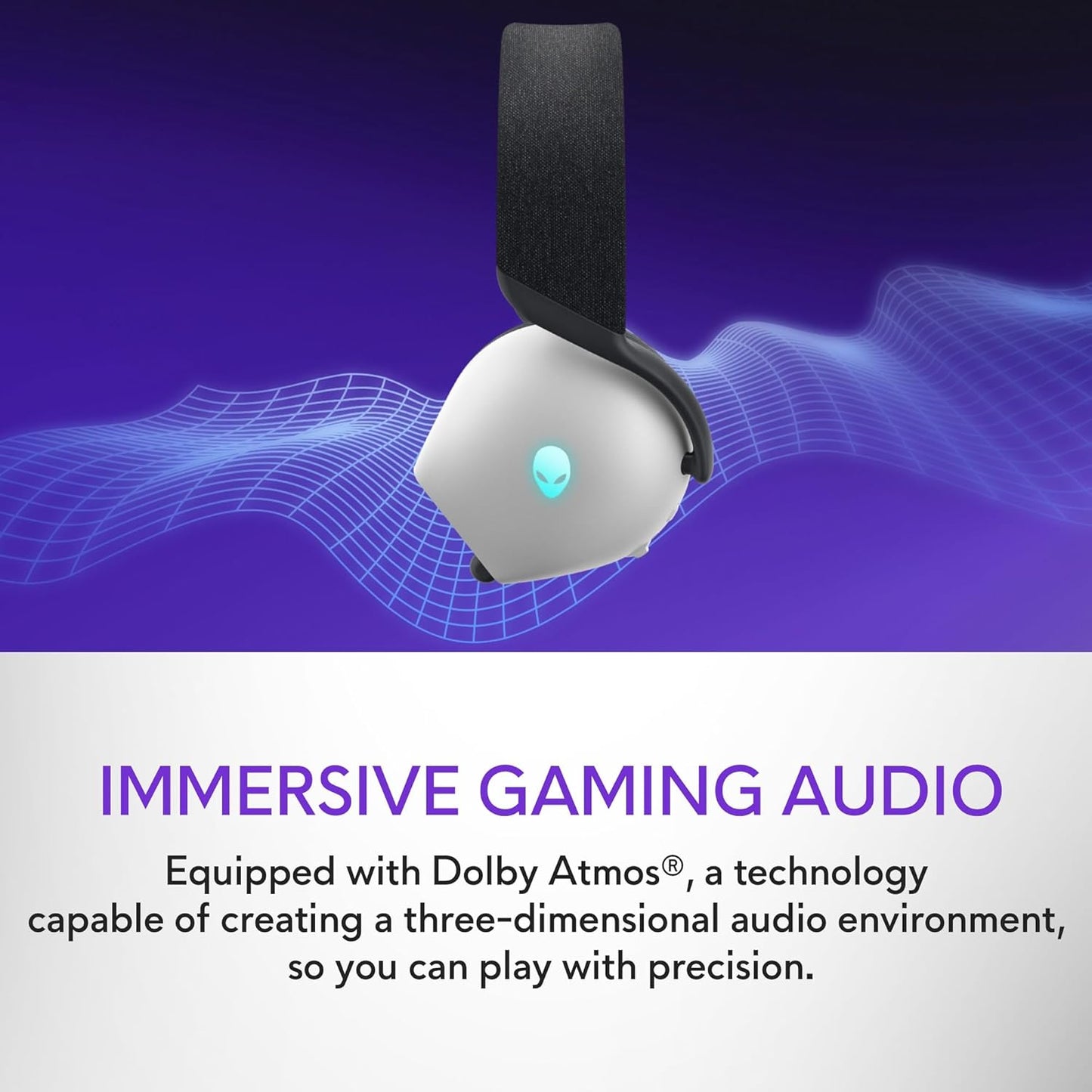 Alienware AW520H Wired Gaming Headset - Dolby Atmos, Unidirectional, AlienFX 16.8 Million RGB Colors, Microphone Mute, Volume On-headset Controls, 40mm Hi-Res Certified - Dark Side of the Moon