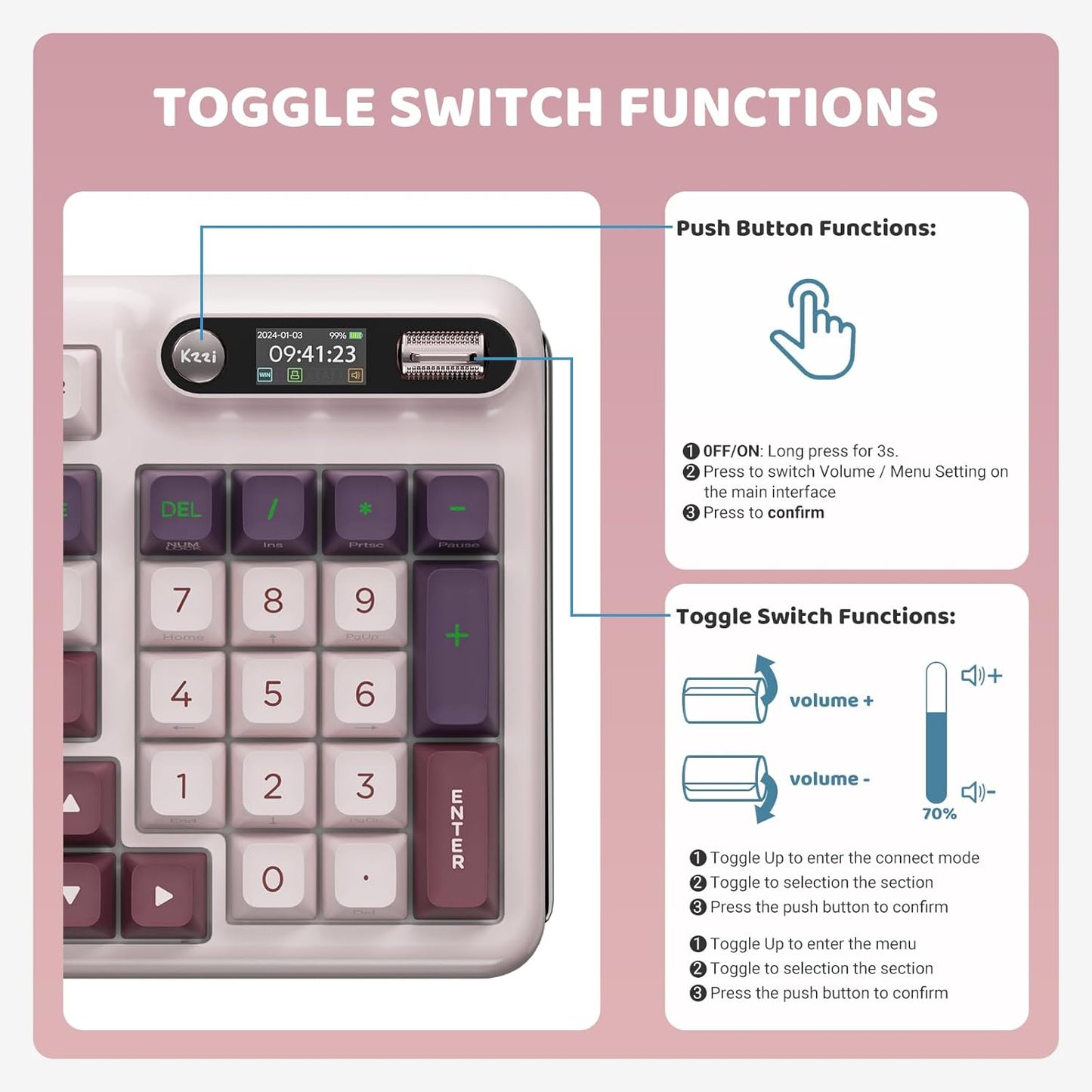 Z98 Creamy Keyboard, Wireless Mechanical Keyboard with Smart Display & Knob, Tri-Mode Connection