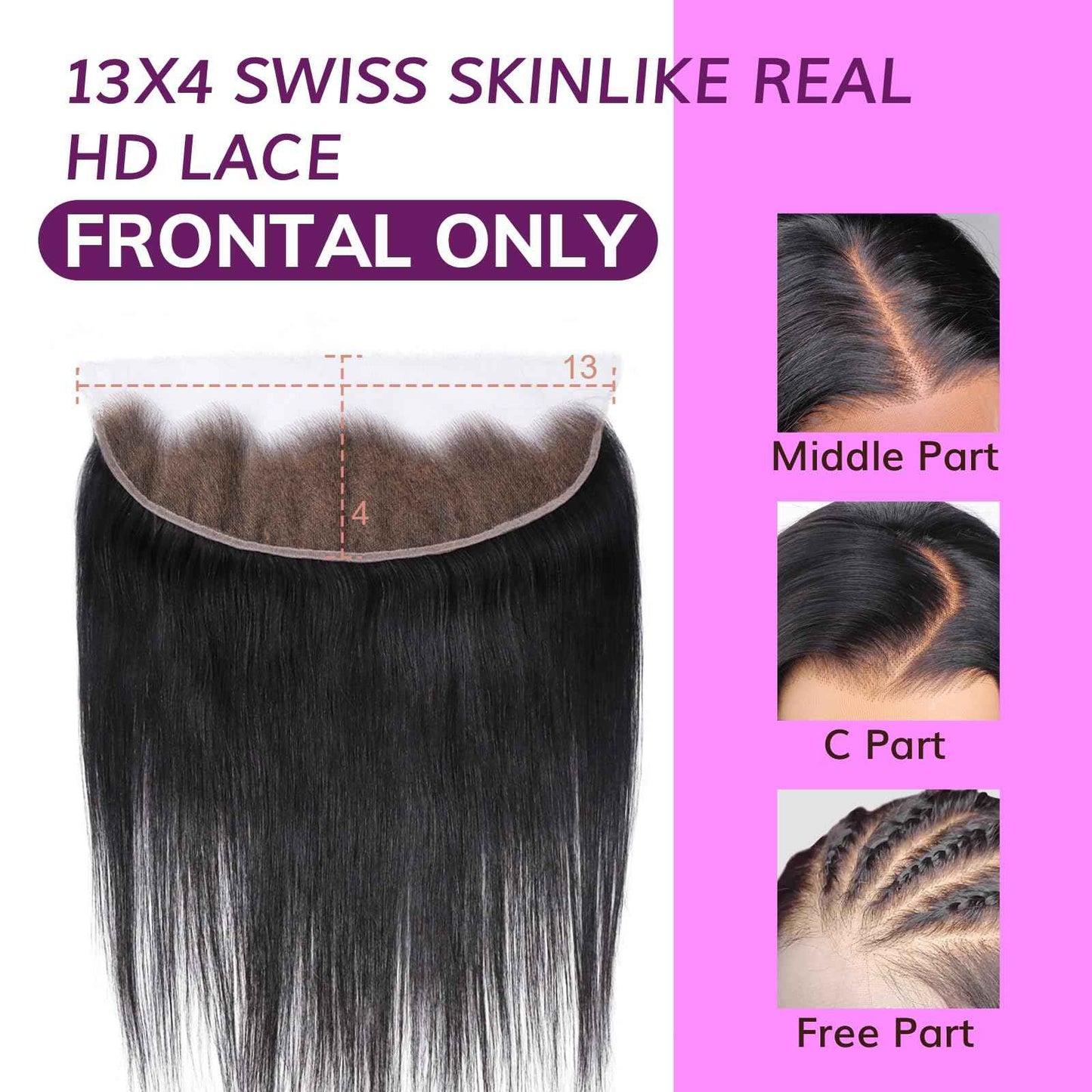 IDN Beauty Skinlike Real HD 13x4 Lace Frontal Straight 14 Inch Bleached Single Knots Ultra-thin Closure Virgin Human Hair 0.1 mm Pre Plucked Hairline