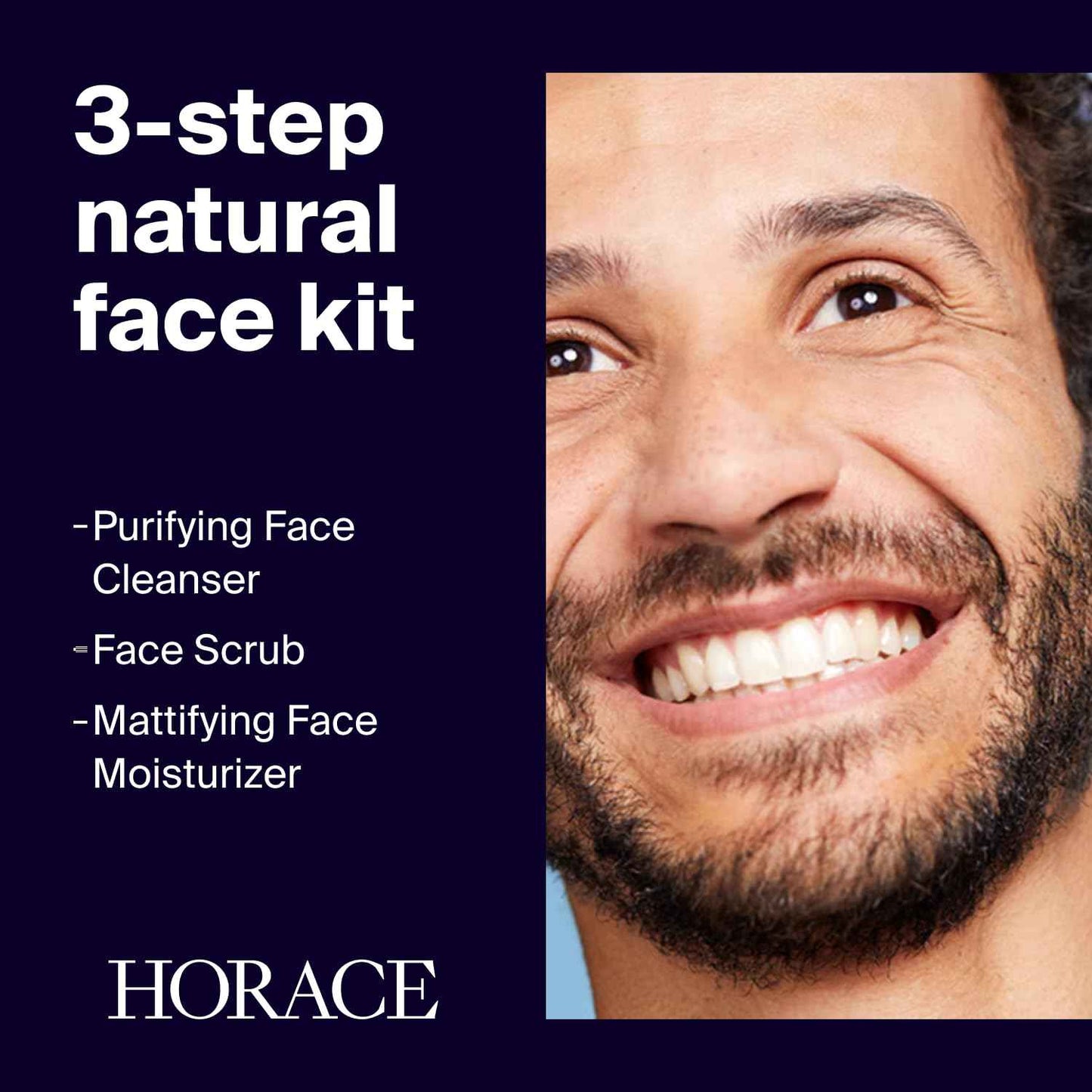 HORACE Gift Set with Purifying Face Cleanser, Gentle Face Scrub, and Mattifying Face Moisturizer - Skincare Set for Cleansing and Hydrating