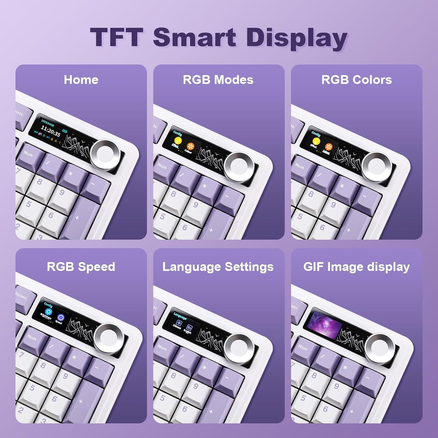 AJAZZ AK980 Mechanical Keyboard with Smart Display & Knob, PBT Keycaps-MOA Highly Rounded Heat Sublimation
