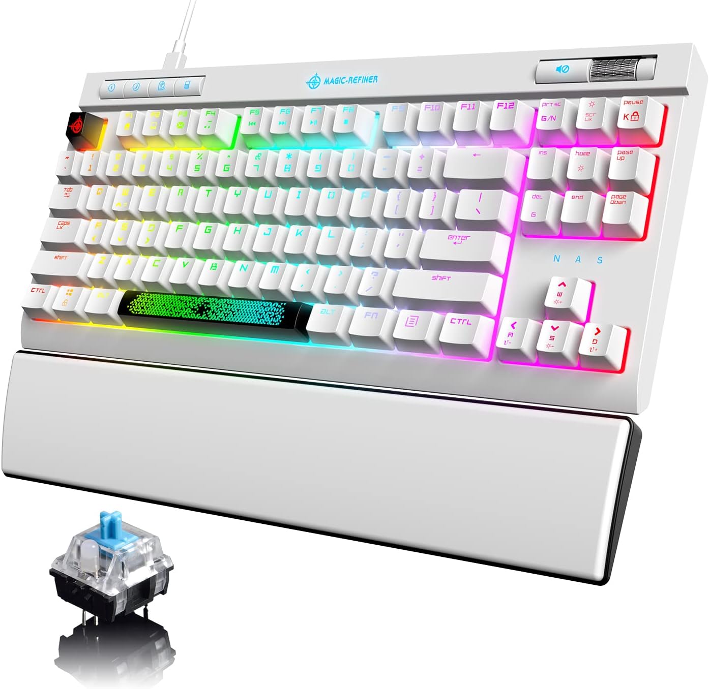 ZIYOU LANG Mechanical Gaming Keyboard, 87 Keys Chroma RGB LED Backlit, Blue Switch, USB-C, PC/Mac Compatible