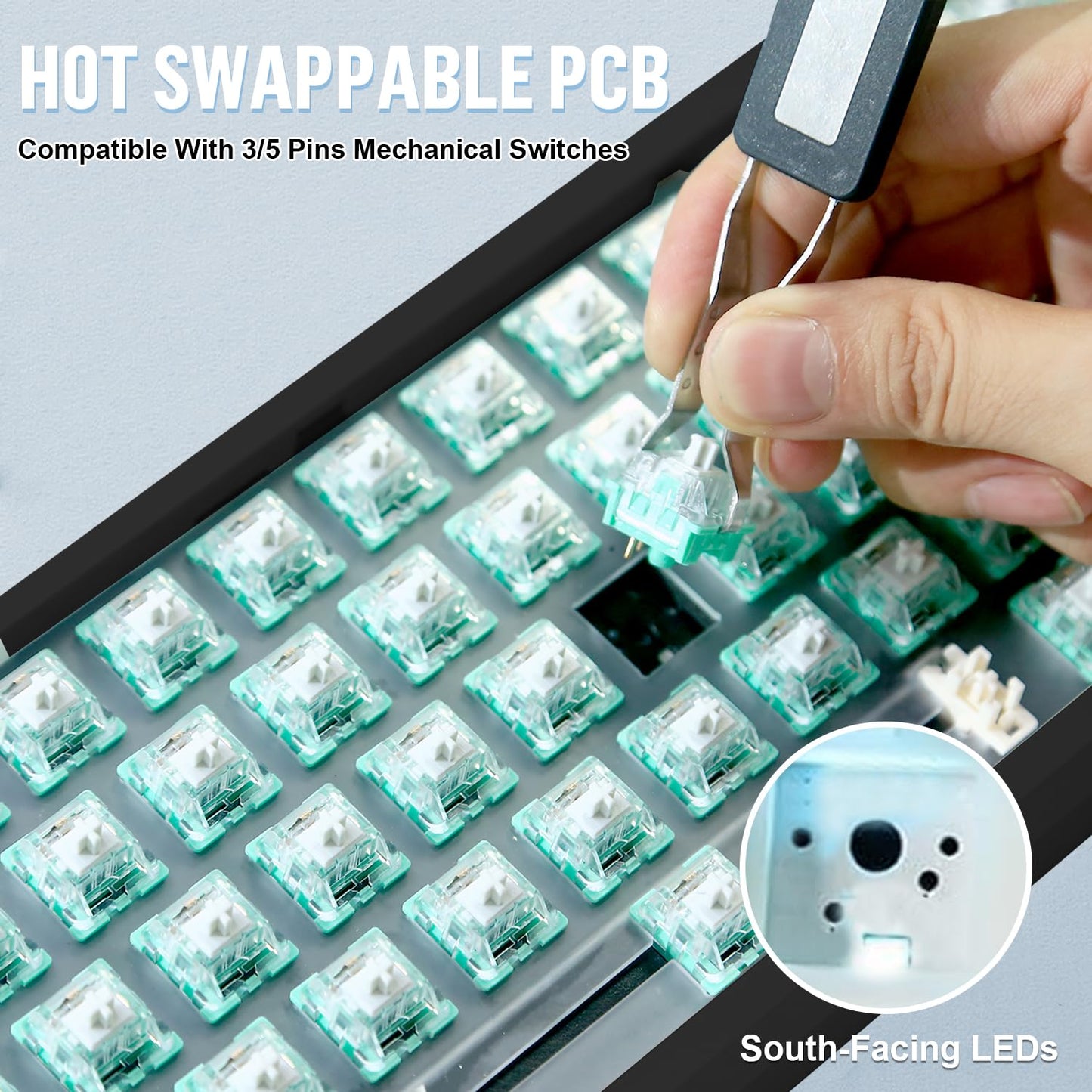 ZMX GMK61 Barebones Keyboard Kit,60% Hot Swap Programmable Gasket Mount RGB Backlit BT5.0/2.4G/Wired Type-C Wireless Mechanical Keyboard 61 Keys NKRO Custom Gaming DIY Kit (Black)