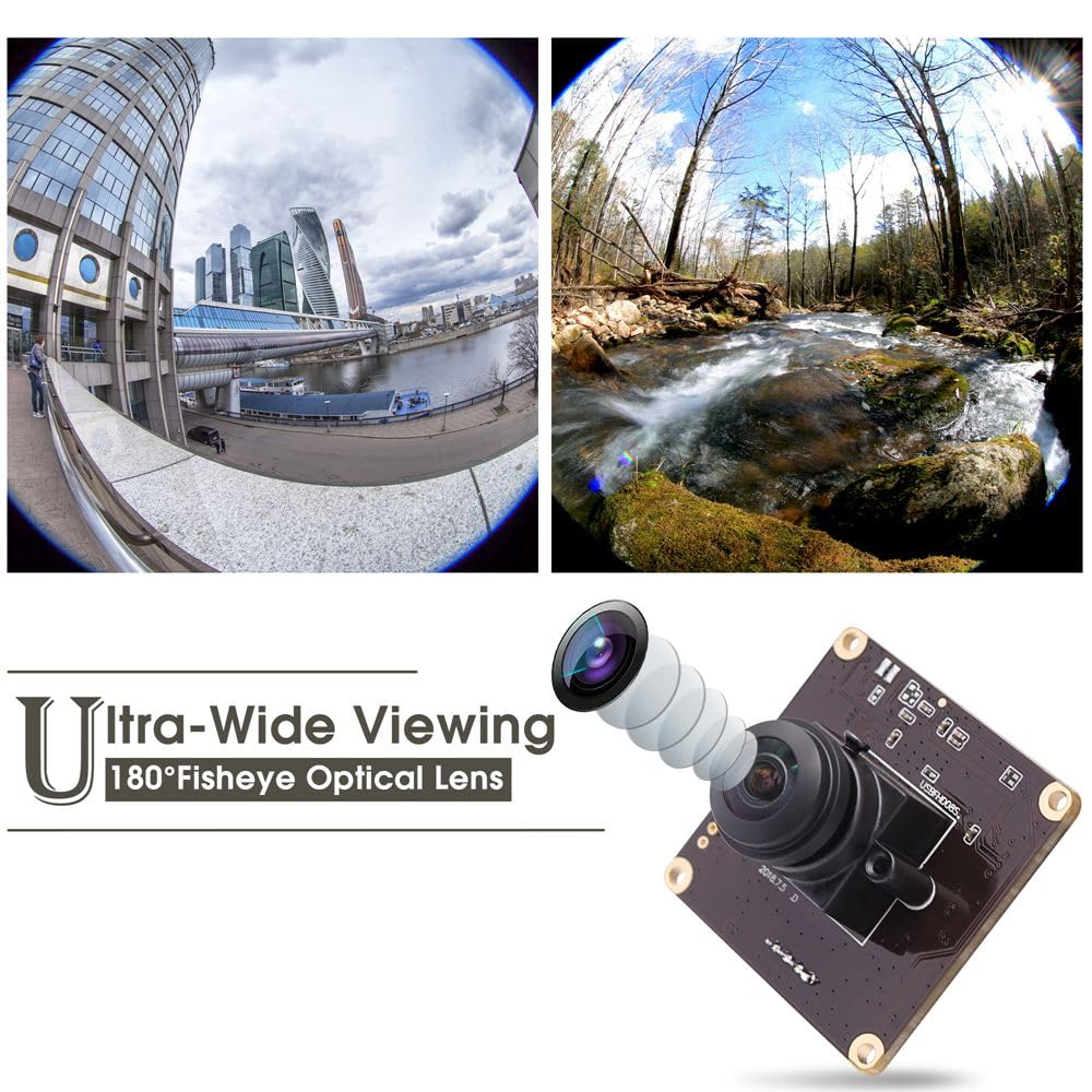 ALPCAM USB Camera Module High Speed 60fps 120fps 260fps Webcam with 180degree Fisheye Lens Full HD 1080P Computer Webcam Wide Angle Lightburn Camera for Windows/Linux/Raspberry Pi/Mac