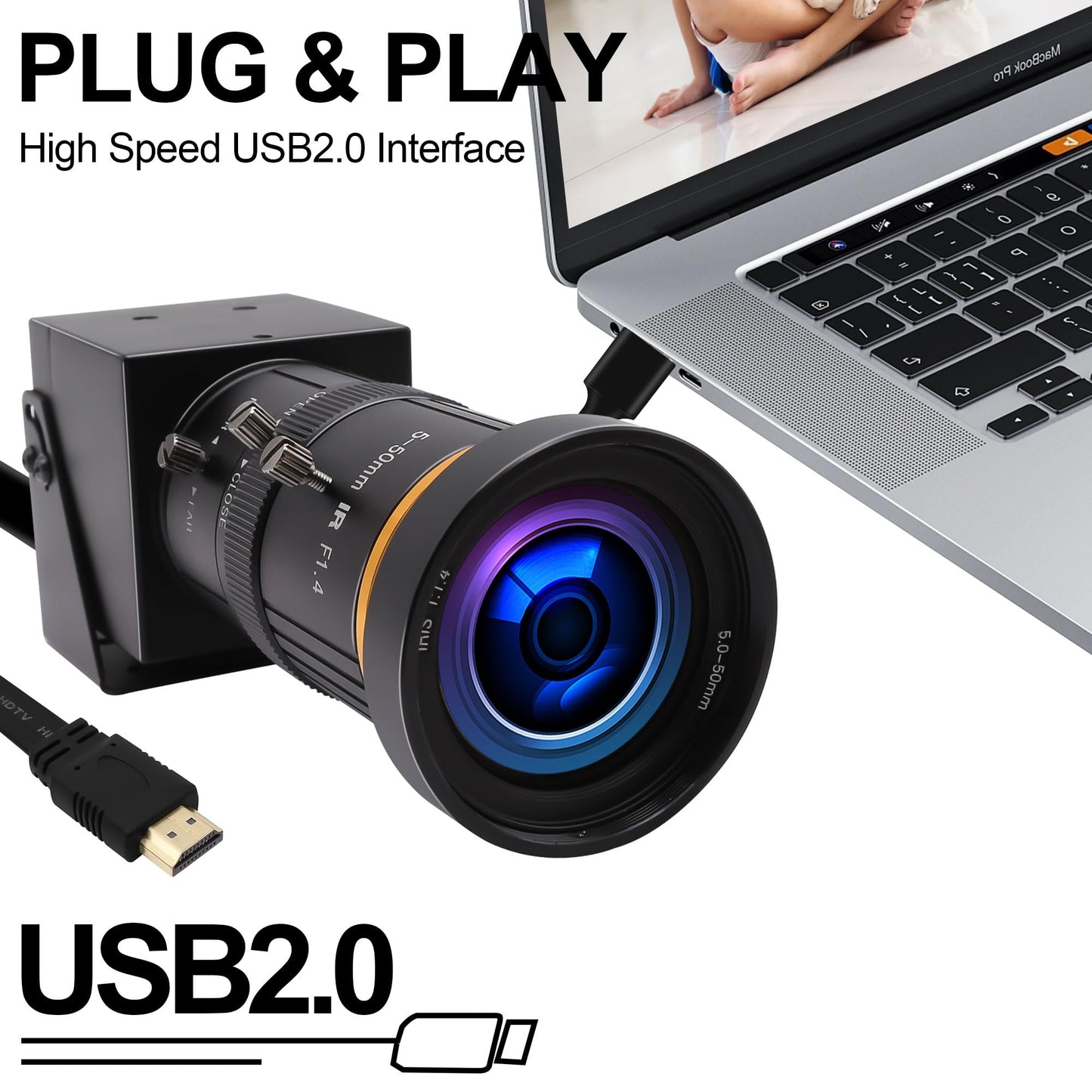 ALPCAM HDMI USB Camera 4K 30fps Webcam 10X Manual Zoom USB Webcam with 5-50mm CS Lens H.264 Video Conference Camera for Computer Laptop Raspberry Pi Jetson Nano