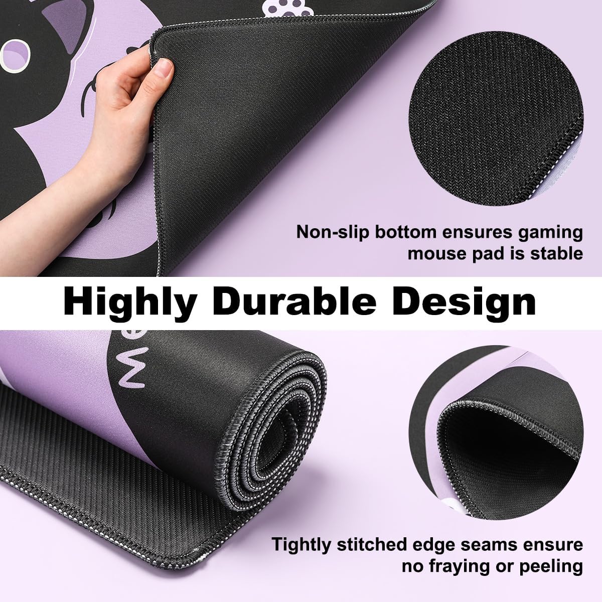 YUNZII Keynovo Gaming Mouse Pad, Large Mouse Pad, Non-Slip 4mm Laptop Gaming Desk Pad,Waterproof Desk Pad for Gaming, Office and Home (Sweet cat, 31.49'' x 11.8'')