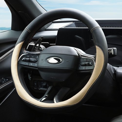 Valleycomfy Microfiber Leather Steering Wheel Covers Universal 15 inch (Beige)