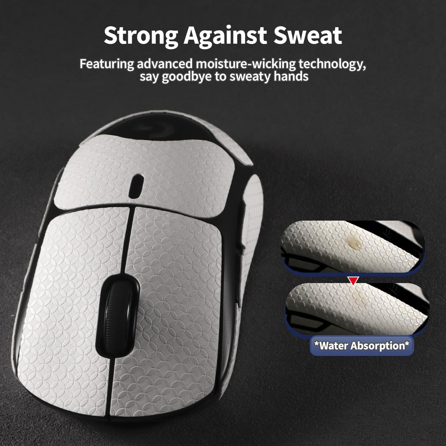 Anti-Slip Mouse Grip Tape for Logitech G Pro Wireless Mouse Skin Sweat-Resistant G Pro Mice Sticker Decal(White)