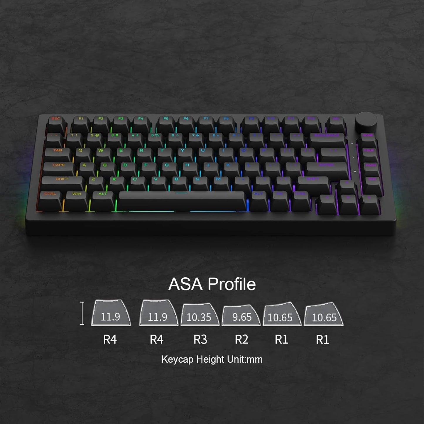 Akko 5075B Plus Mechanical Keyboard 75% Percent RGB Hot-swappable Creamy Keyboard with Knob, Black & Silver Theme with PBT Double Shot ASA Profile Keycaps V3 Creamy Yellow Pro Switch