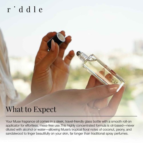Riddle Oil Muse Roll On Fragrance Perfume - Fruity Citrus Floral Mini Rollerball Fragrances for Women - Coconut, Peony, Magnolia, Bergamot, Sandalwood, and Amber