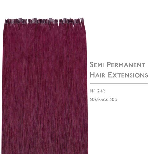 WENNALIFE U Tip Human Hair Extensions - 50g 50s 22 Inch Light Burgundy Remy Invisible Straight Keratin K Tip Real Human Hair