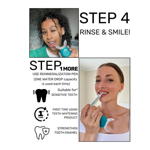 gli gli Super Sparkle Booster Teeth Whitening Kit - 2 x 5ml Hydrogen Peroxide 6% Whitening Gel Syringes - Includes Rechargeable LED Whitening Device & Remineralization Pen - 10 to 15 Days Treatment