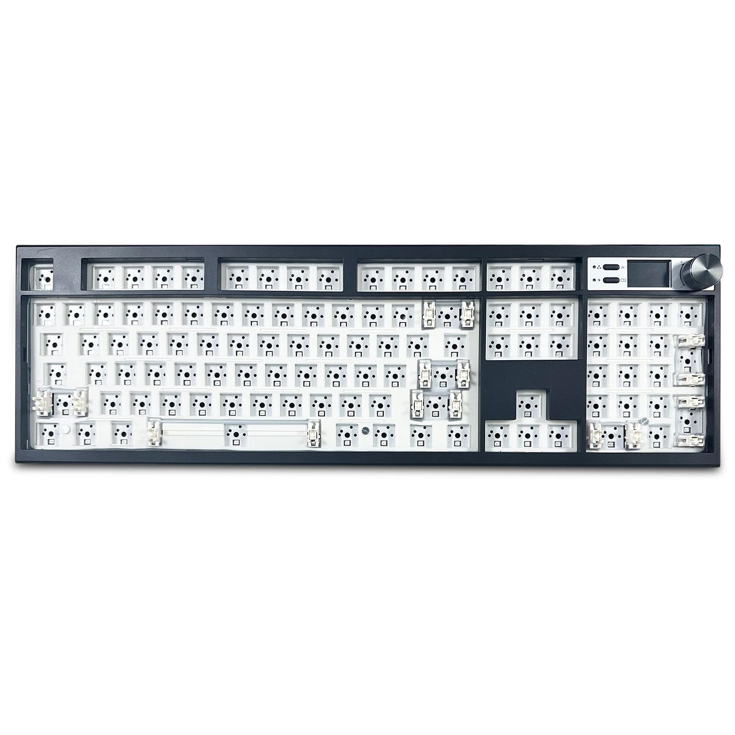 ZMX GMK104 Mechanical Keyboard Kit with Screen&Knob,VIA Programmable Hot Swap Gasket Mounted PCB Custom RGB Barebones Keyboard Wireless BT5.0/2.4GHz/USB-C Wired 100% Full Size Gaming DIY Kit (Black)