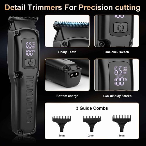 QREEYX Professional Hair Clipper for Men, 3 in 1 Hair Clipper Beard Trimmer and Electric Foil Shaver Set with LED Display, Cordless Grooming Kit for Home, Travel, Barber, Ideal Gift for Him