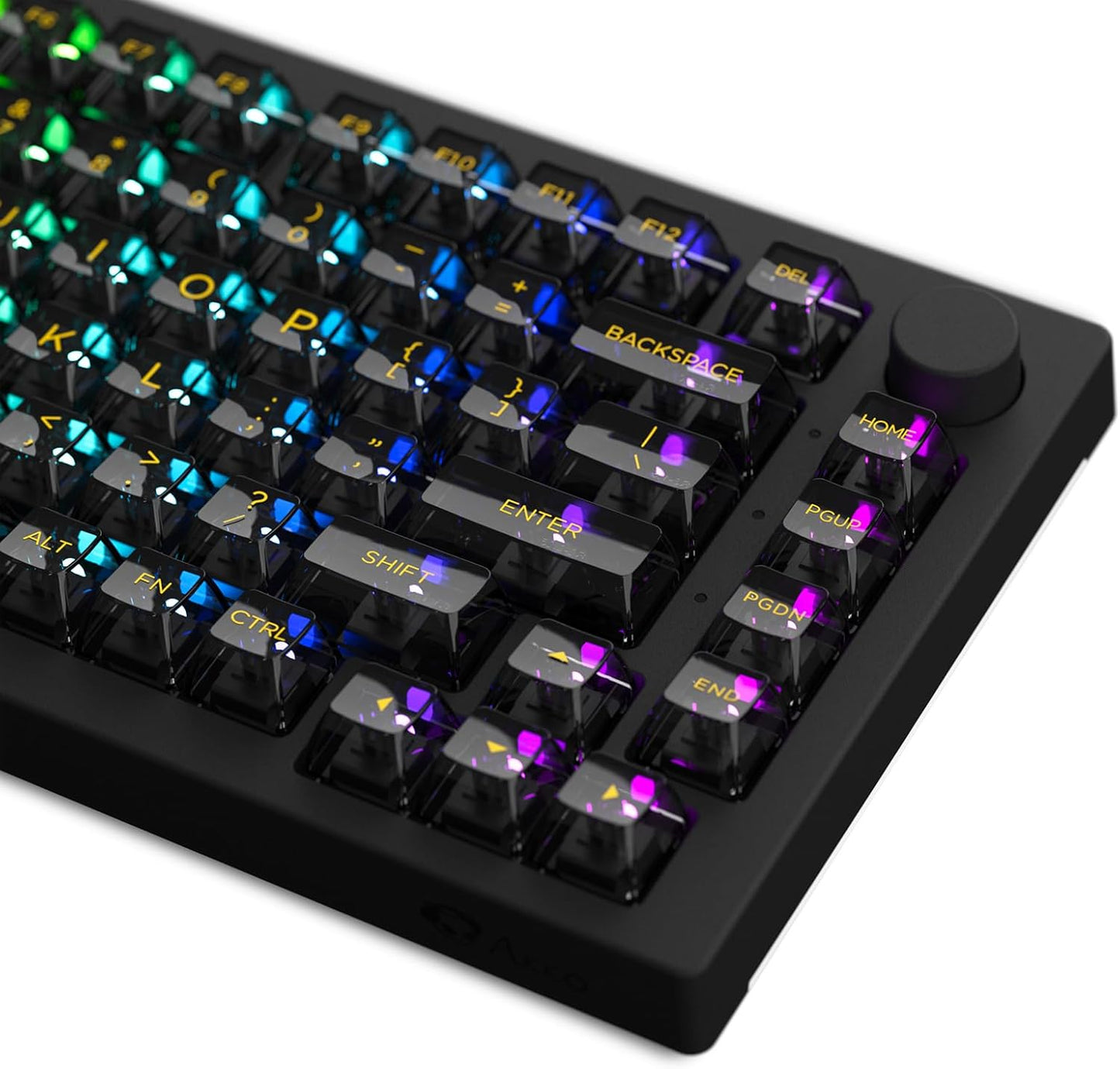 Akko 5075B Plus Mechanical Keyboard 75% Percent RGB Hot-swappable Creamy Keyboard with Knob, Black & Silver Theme with PBT Double Shot ASA Profile Keycaps V3 Creamy Yellow Pro Switch