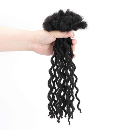 12 inch 30 Strands Curly Wave Loc Extensions Human Hair, 0.4cm Width 100% Human Hair Dreadlock Extensions for Men/Women, Can be Dyed Soft Dreads Extensions