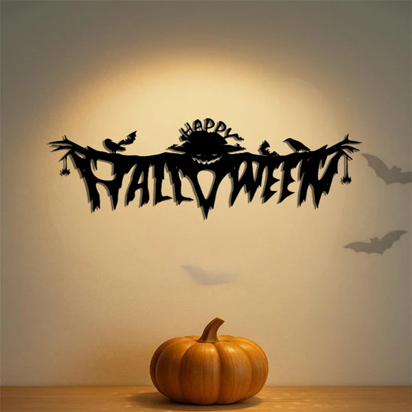 Gothic Halloween Metal Wall Art Decor - Spooky Indoor Accent