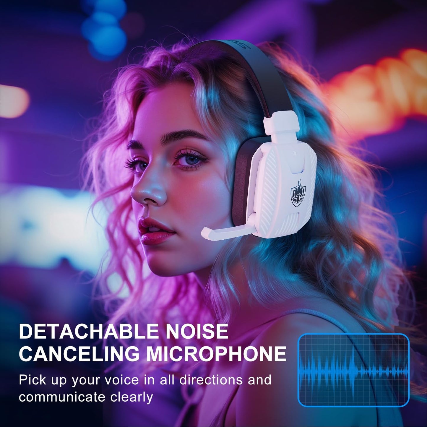 2.4GHz Wireless Gaming Headset for PS5, PS4, PC, Bluetooth 5.3 Gaming Headphones with Noise Canceling Mic, 7.1 Stereo Sound, 30+Hr Battery Gamer Headsets for Switch, Laptop, Mobile, Mac -Black