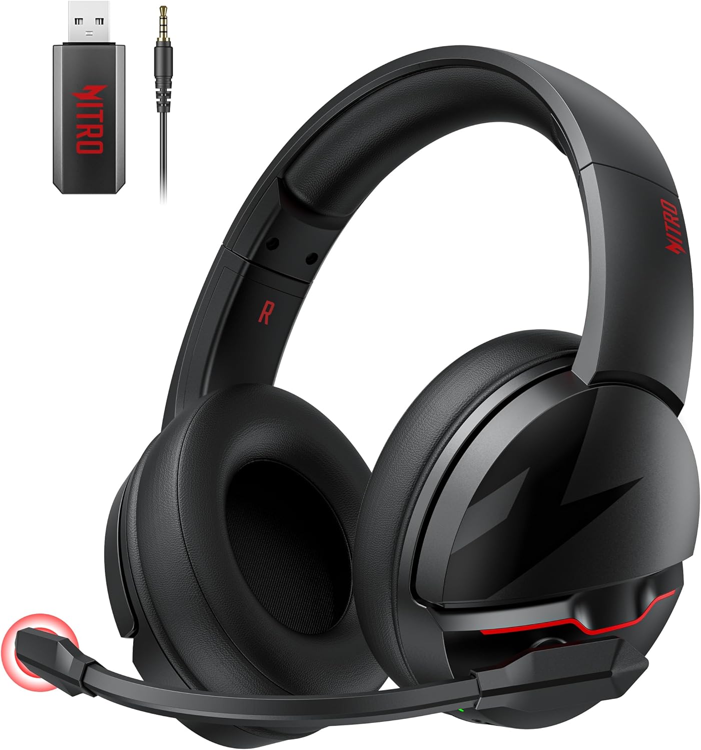 acer Wireless Gaming Headset, PS5 Headset with 2.4GHz for Ps5, Ps4, PC, Switch, Bluetooth 5.3 + 100Hrs Gaming Headphones with Noise Canceling Mic for Laptop, Mobile, Mac, 50mm Drivers (Red)