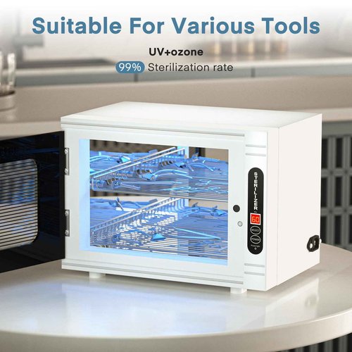 Yofuly Sterilizer for Esthetician, 12L Large Sterilizer for Nail Tools, Multi-Functional Nail Cleaning Box, Large Capacity Cleaning Cabinet for Home Use, Barbers, Beauty Salons, and Spas