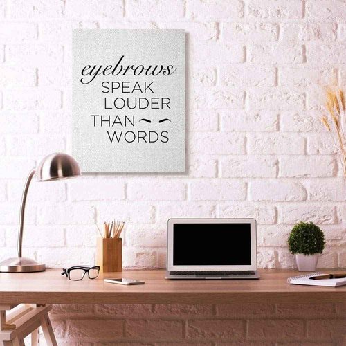Stupell Industries Eyebrows Fashion Modern Black and White Word Design
