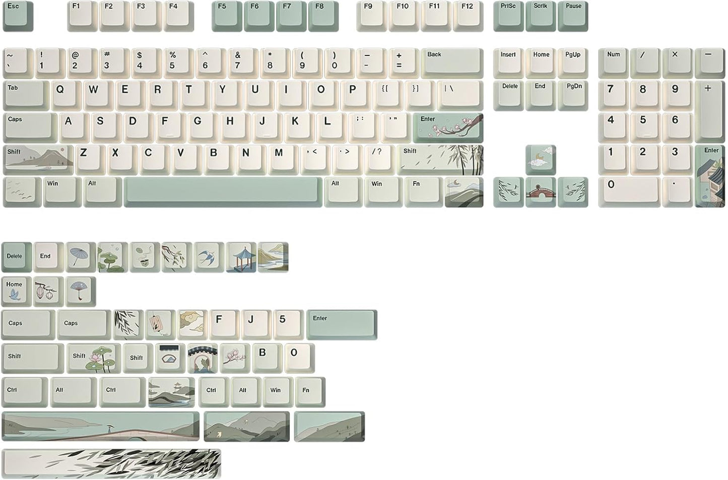 YUNZII YZ98 Gasket Mechanical 99 Key Hot Swappable Keyboard(Milk Switch, Black), Spring Tea Dye Sub PBT Keycaps(Cherry Profile, Spring Tea)