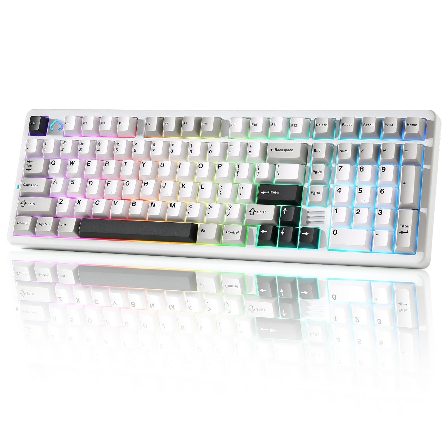 YUNZII AL98 QMK/VIA Wireless Mechanical Gaming Keyboard,Full Aluminum,BT/2.4G/USB-C, Pre-Lubed Hot Swappable Gasket Mount 1800 Layout,RGB Backlit for Win/Mac (White, Milk Switch)
