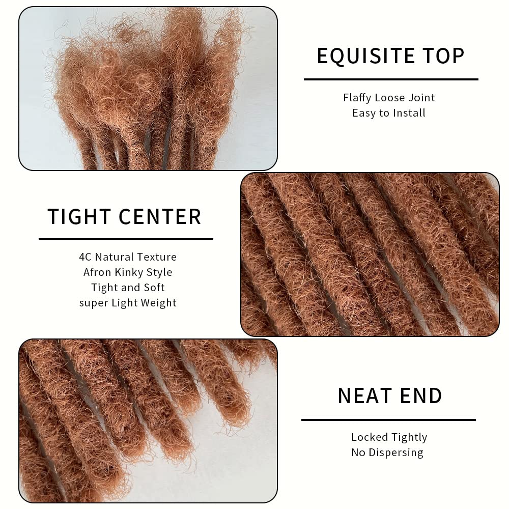 0.6cm #30 Brown 8inch 30 Stands Loc Extensions Human Hair 100% Handmade Permanent Dreadlock Extensions for Man/Women Can Be Dyed and Curled(0.6cm 8inch-30 stands color #30 Brown)