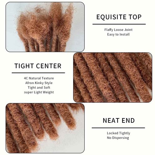 0.6cm #30 Brown 8inch 30 Stands Loc Extensions Human Hair 100% Handmade Permanent Dreadlock Extensions for Man/Women Can Be Dyed and Curled(0.6cm 8inch-30 stands color #30 Brown)