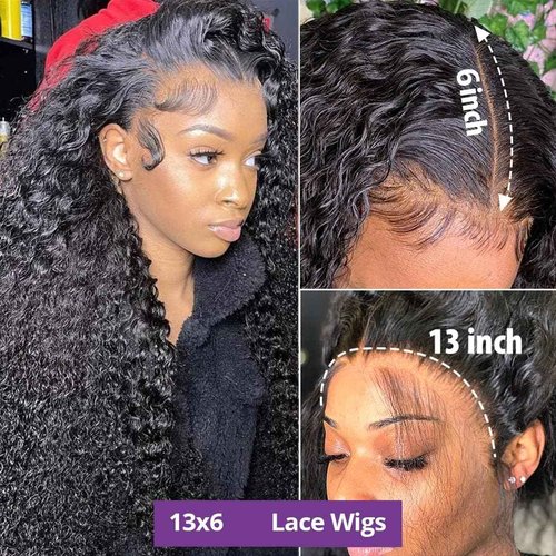 Manorshen Deep Wave Lace Front Wigs Human Hair 13x6 HD Transparent 180% Density Wet and Wavy Human Hair Wigs for Black Women Depp Curly Lace Front Wigs Pre Plucked with Baby Hair (26 Inch)