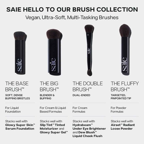 Saie Sun Melt Duo - The Big Brush - Soft, Multi-Use Liquid + Cream Makeup Brush With Synthetic Bristles Bundled With Sun Melt Bronzer in Tan Bronze - Buildable Cream Contour with Velvet Finish (1 oz)