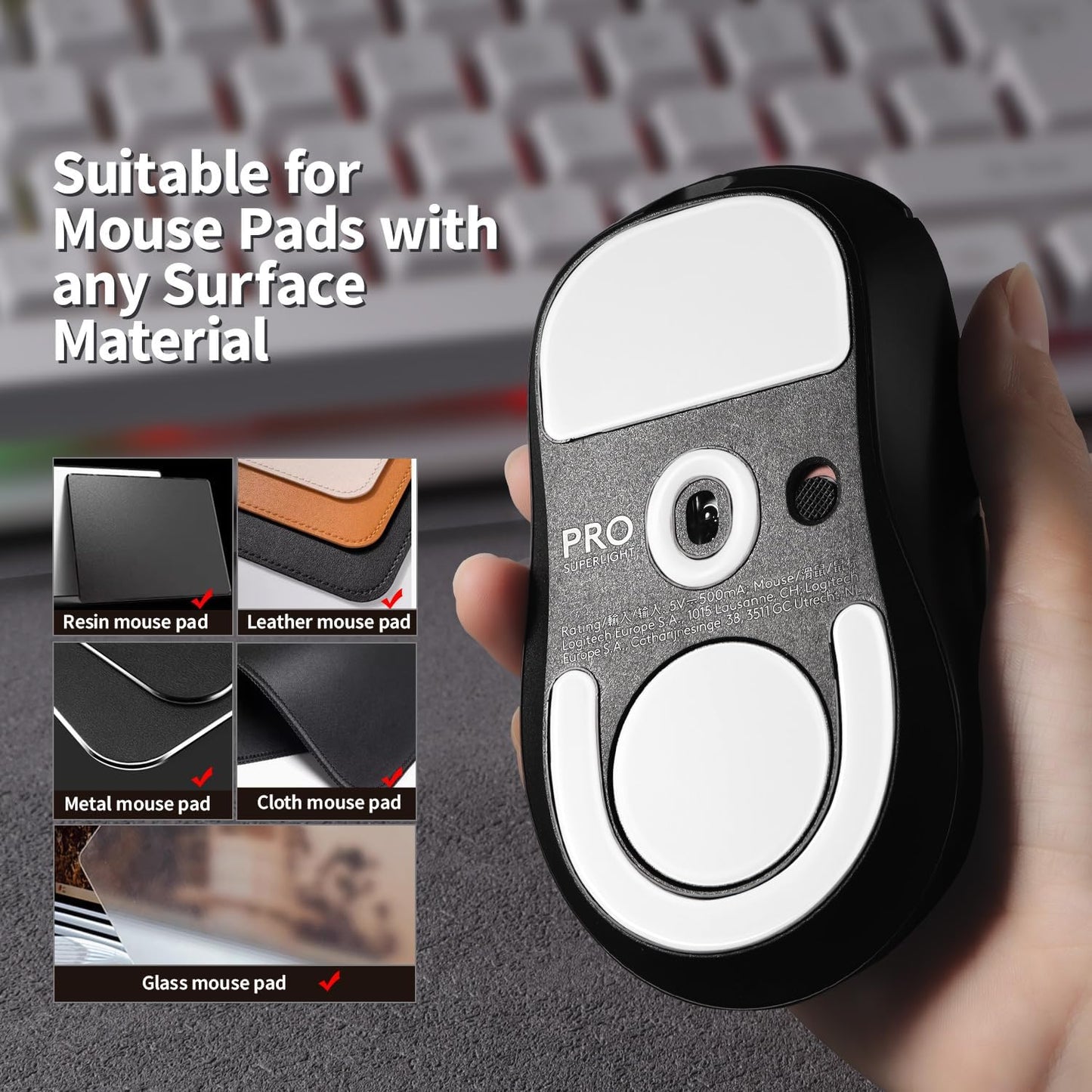 2 Sets Mouse Skates for Logitech G PRO X Superlight 2 DEX Lightspeed Wireless Gaming Mouse Feet Pads Replacement Smooth Durable Game Accessories 0.8mm PTFE Makings