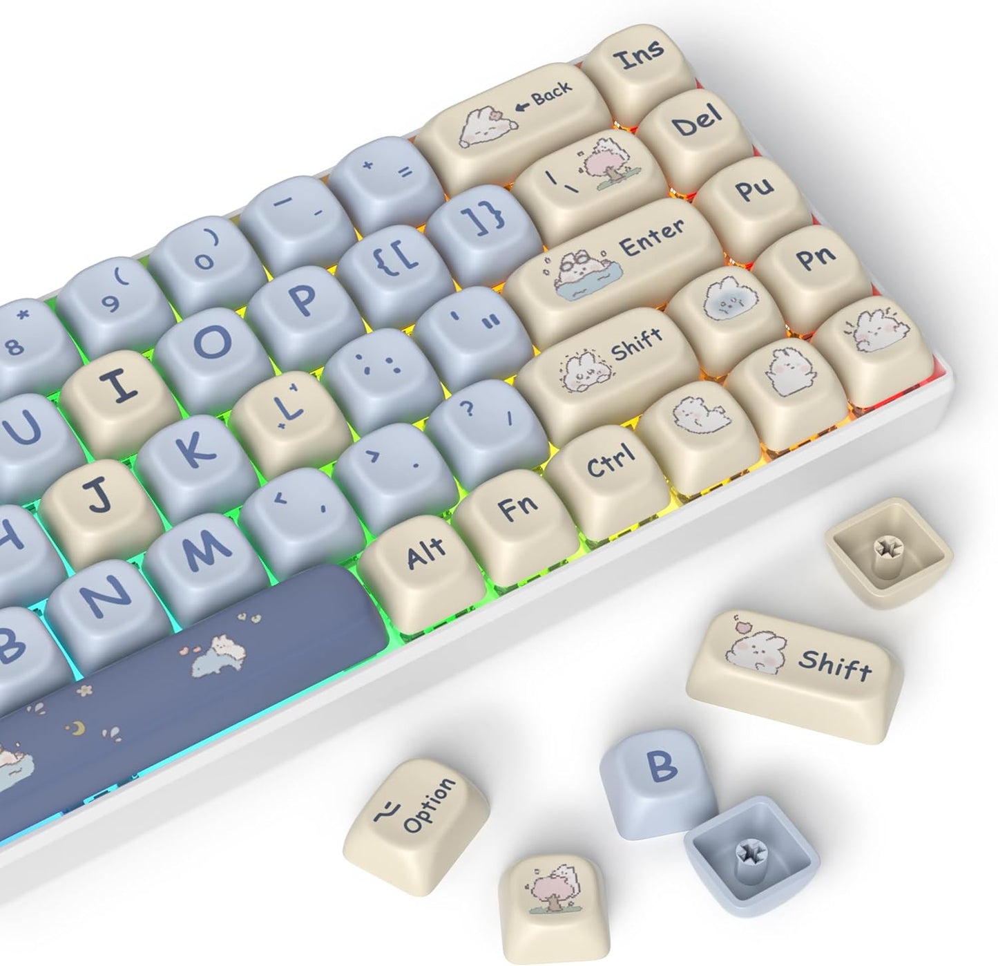 61 PBT Game keycap, 60% Backlight with Key Puller OEM Configuration American Layout, 87/104 Mechanical Keyboard (no Keyboard) (Ahris)