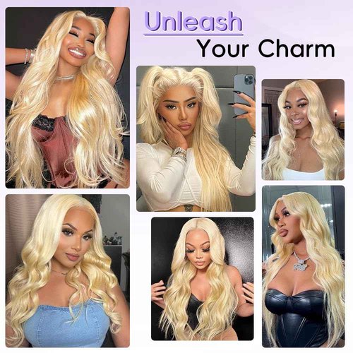 XIAPAY 13x6 613 Lace Front Wig Human Hair 28 Inch Blonde Wig Human Hair Body Wave Blonde Lace Front Wigs Human Hair 613 HD Frontal Wig 200% Density HD Lace Frontal Wigs Human Hair Pre Plucked