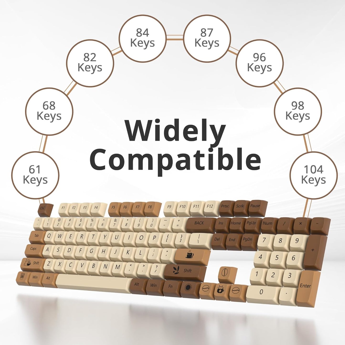61 PBT Game keycap, 60% Backlight with Key Puller OEM Configuration American Layout, 87/104 Mechanical Keyboard (no Keyboard) (Ahris)