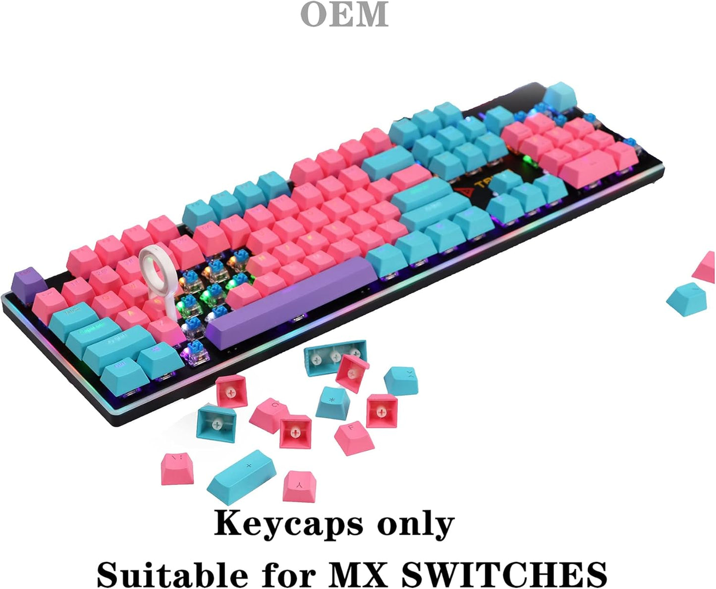 61 PBT Game keycap, 60% Backlight with Key Puller OEM Configuration American Layout, 87/104 Mechanical Keyboard (no Keyboard) (Ahris)