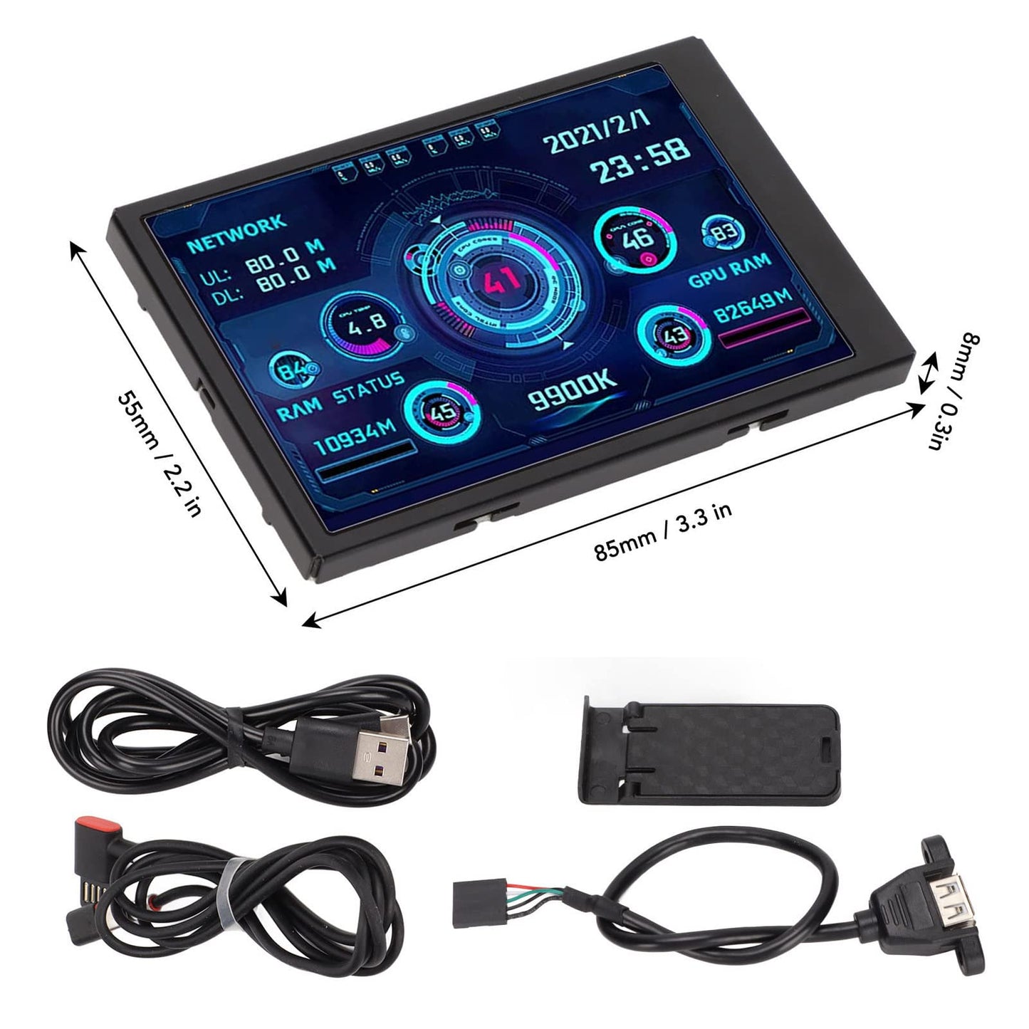 3.5in pc case screen, IPS USB Mini Screen, PC Temperature Display AIDA64 PC CPU Data Monitor Sensor Panel Monitor,PC Computer Temp