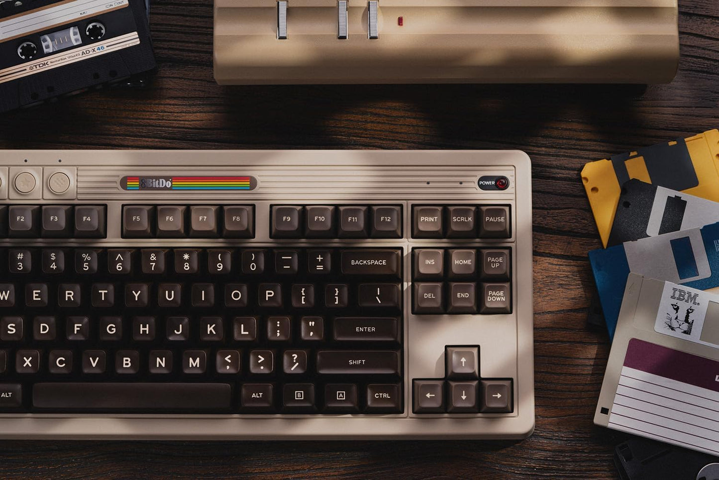 8BitDo Retro Mechanical Keyboard, Bluetooth/2.4G/USB-C Hot Swappable Gaming Keyboard with 87 Keys, Dual Super Programmable Buttons for Windows and Android - Fami Edition