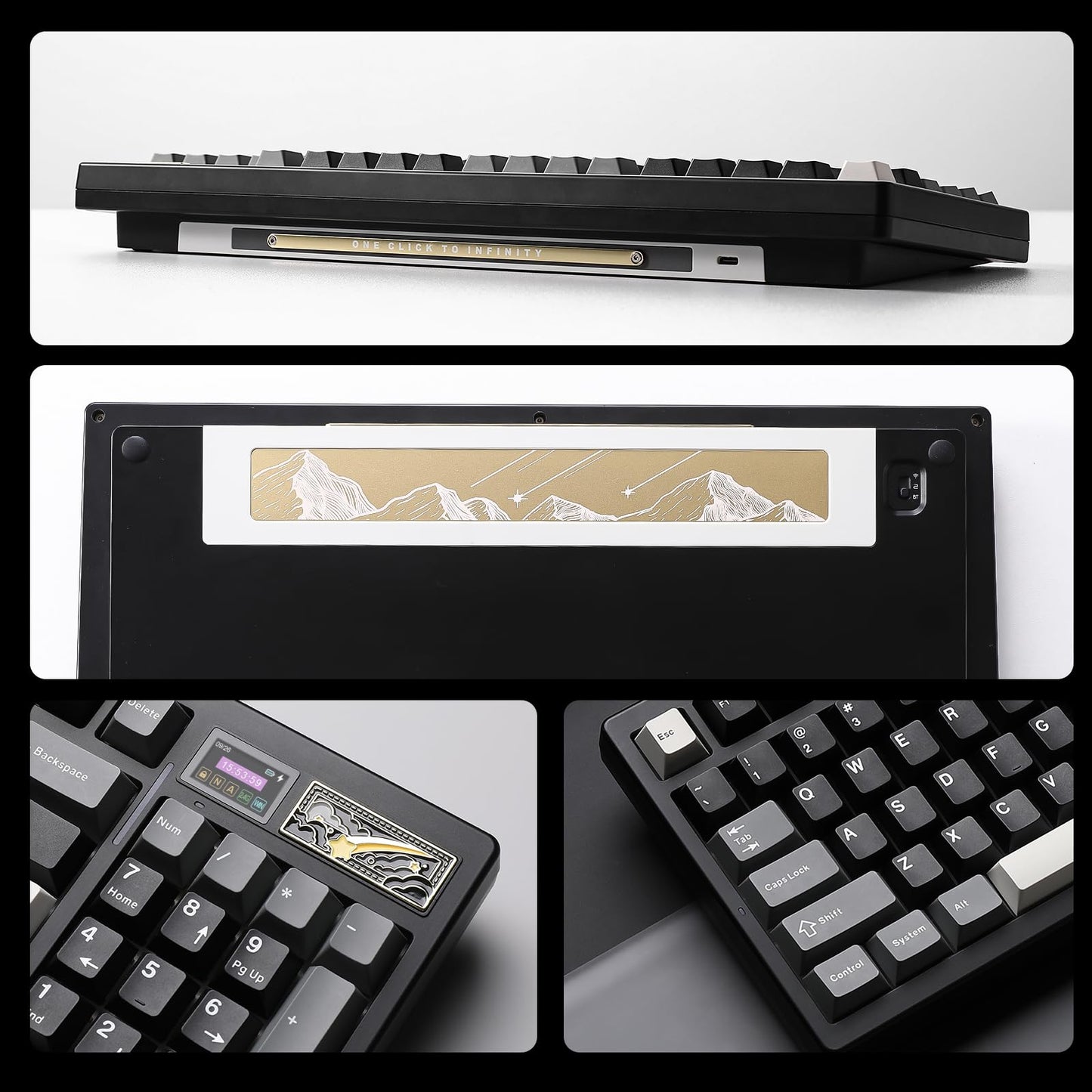 YUNZII IF99 Wireless Mechanical Gaming Keyboard with Smart LCD Display, QMK/VIA Programmable BT/2.4G/USB-C Gasket Mounted Hot Swap RGB 96% Layout for Mac/Win (Black, Gateron Zero Switch)